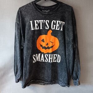 Spirit Halloween Let's Get Smashed Acid Wash Long Sleeve Shirt 2XL Black Graphic